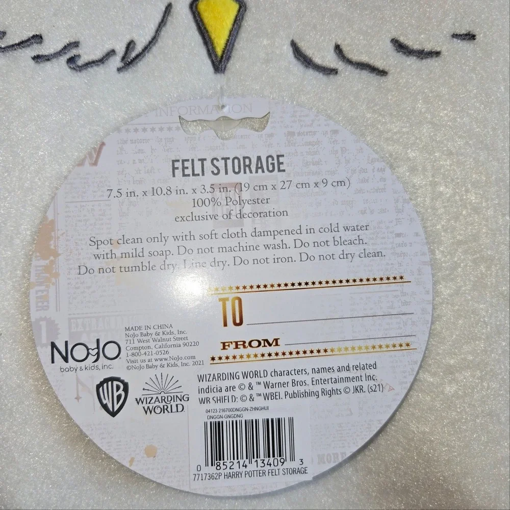 NEW Harry Potter Hedwig Felt Storage Bin NoJo Wizarding World Organizer